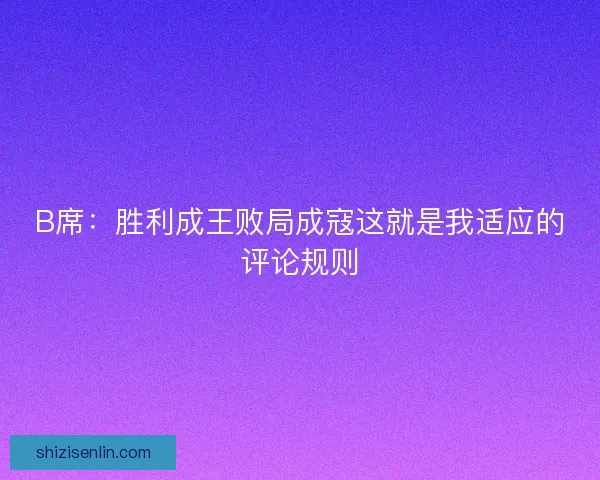 B席：胜利成王败局成寇这就是我适应的评论规则