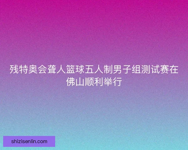 残特奥会聋人篮球五人制男子组测试赛在佛山顺利举行 残特奥会聋人篮球五人制男子组测试赛在佛山顺利举行