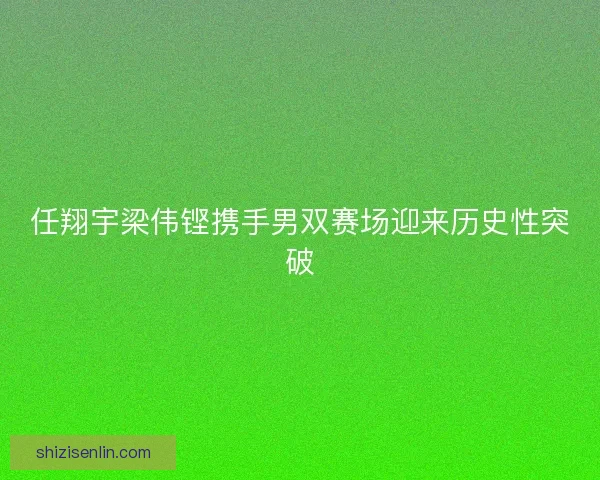 任翔宇梁伟铿携手男双赛场迎来历史性突破 任翔宇梁伟铿携手男双赛场迎来历史性突破