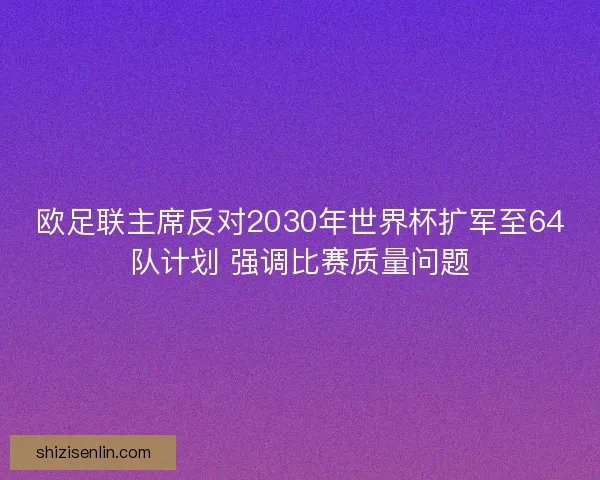 欧足联主席反对2030年世界杯扩军至64队计划 强调比赛质量问题