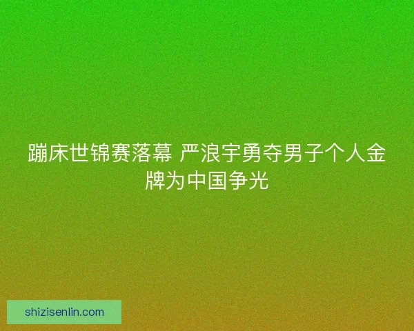蹦床世锦赛落幕 严浪宇勇夺男子个人金牌为中国争光