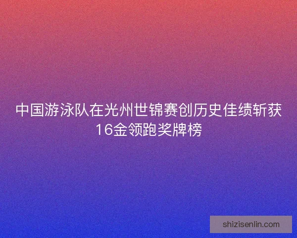 中国游泳队在光州世锦赛创历史佳绩斩获16金领跑奖牌榜 中国游泳队在光州世锦赛创历史佳绩斩获16金领跑奖牌榜